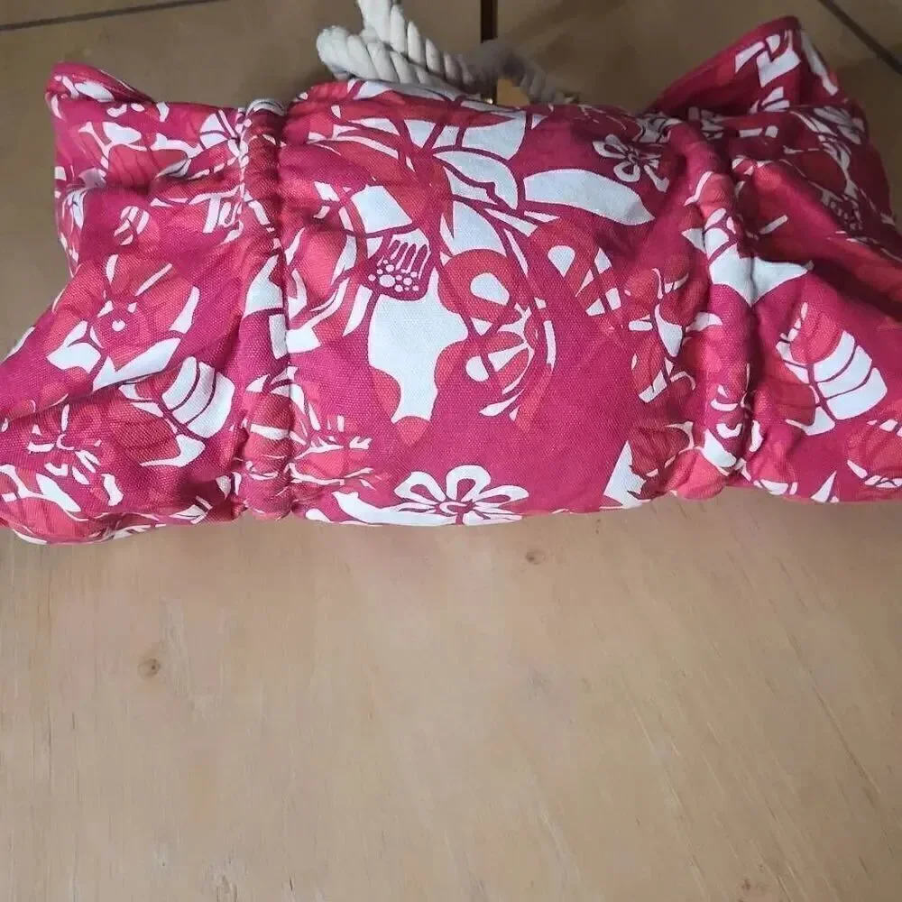 Tropical pink and white beach bag